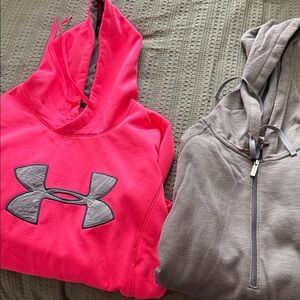 Under Armour Hot Pink Hoodie with Gray Logo and grey Under Armour Hoodie